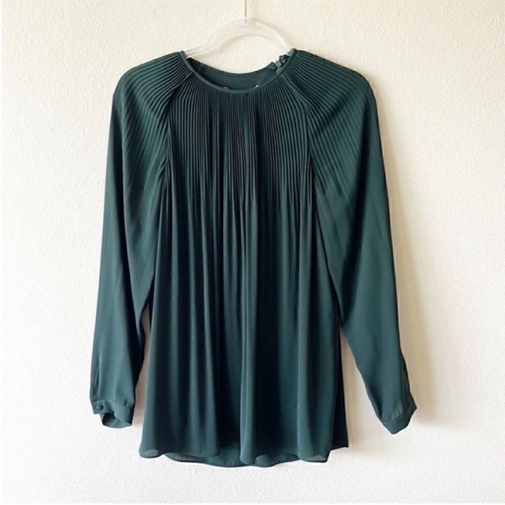 Catherine Malandrino Pleated Long Sleeve Blouse